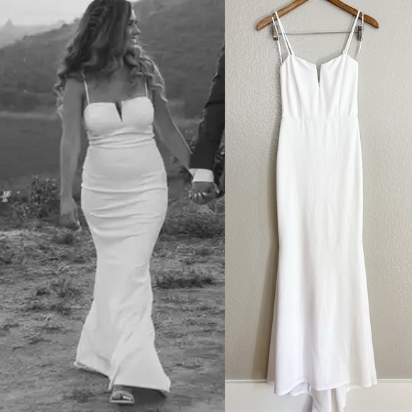 NWOT Finding the One White Mermaid Maxi Dress - Picture 1 of 9
